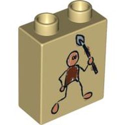 Duplo Brick 1 x 2 x 2 with Cave Painting Human Print
