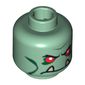 Minifig Head Troll / Orc, Red Eyes and Lower Fangs Print