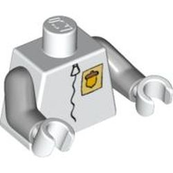 Torso Spacesuit with Yellow Acorn Badge Print, Light Bluish Gray Arms, White Hands