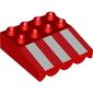 Duplo Roofpiece Slope 33 4 x 4 with Awning Overhang - 3 Short White Stripes Print
