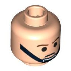 Minifig Head Rebel Trooper / Imperial Trooper, Brown Eyebrows and Black Chin Strap Print
