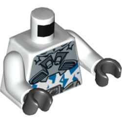 Torso Silver Body Armor with Blue Camouflage Print, White Arms, Black Hands