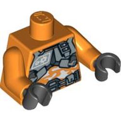 Torso Silver Body Armor over White Camouflage Print, Orange Arms, Black Hands