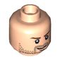 Minifig Head Indiana Jones, Brown Stubble, Brown Eyebrows and White Pupils Print [Blocked Open Stud]