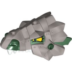 Creature Body Part, Dragon Head Upper Jaw with Armor, Metallic Silver, and Yellow Eyes Print