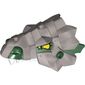 Creature Body Part, Dragon Head Upper Jaw with Armor, Metallic Silver, and Yellow Eyes Print