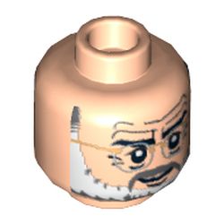 Minifig Head Henry Jones Sr, Glasses with Silver Glasses, Gray and White Beard and Gray Moustache Print [Blocked Open Stud]