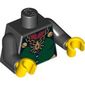 Torso Dark Green Front Panel and Gold Spider Necklace Print, Black Arms, Yellow Hands