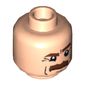 Minifig Head, Brown Bushy Moustache, Brown Eyebrows and White Pupils