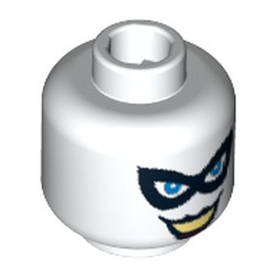 Minifig Head Harley Quinn, Black Eyemask, Blue Eyes, Black Lips Print [Blocked Open Stud]