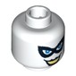 Minifig Head Harley Quinn, Black Eyemask, Blue Eyes, Black Lips Print [Blocked Open Stud]