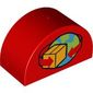Duplo Brick 2 x 4 x 2 Curved Top with Box and Arrows and Globe Print