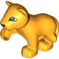 Duplo Animal Lion Cub with Raised Paw and Black Nose and Eyes Print