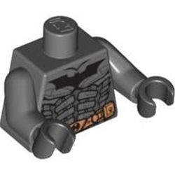 Torso Armor, Batman Logo and Yellow Belt Print, Dark Bluish Gray Arms, Black Hands