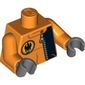 Torso Jacket with Zipper and Villain Logo on Back Print, Orange Arms, Dark Bluish Gray Hands