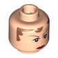 Minifig Head Cruncher's Driver, Brown Hair, Eyebrows, Red Lips Print [Blocked Open Stud]