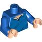 Torso Sweater with Open Collar, Diagonal Wrinkles Print, Blue Arms, Light Nougat Hands