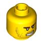 Minifig Head Agent Charge / Knight / Pirate, Stubble, Brown Eyebrows, Bared Teeth, White Pupils Print