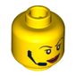 Minifig Head Agent Swift / Trace, Red Lips, Headset, Scared / Smiling Print
