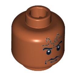 Minifig Head Ugha Warrior, Forehead Tattoo, White Pupils, Red Print on Back [Blocked Open Stud]