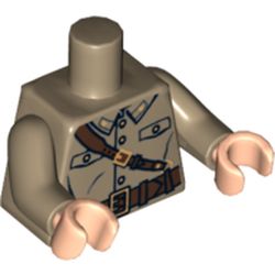 Torso Uniform with Four Buttons, Belt and Shoulder Strap Print, Dark Tan Arms, Light Nougat Hands