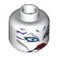 Minifig Head Asajj Ventress, Blue Eyes, Red Lips and Dark Purple Markings Print