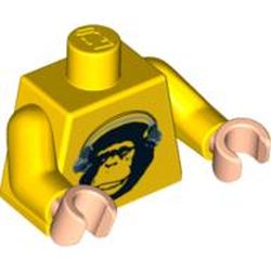 Torso Chimpanzee with Silver Headphones Print, Yellow Arms, Light Nougat Hands