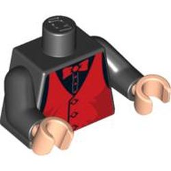 Torso Red Vest and Bow Tie Print, Black Arms, Light Nougat Hands