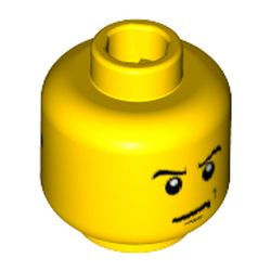 Minifig Head Agent Chase, Sunglasses, Headset, Angry Eyebrows / Scowl, White Pupils Print