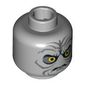 Minifig Head Palpatine (Emperor), Angry Black Eyebrows, Yellow Eyes with Black Circles, Wrinkles Print [Blocked Open Stud]