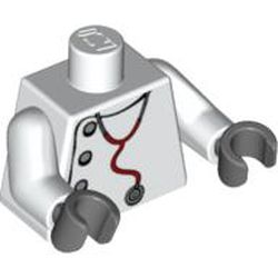 Torso Hospital Lab Coat, Silver Buttons, Stethoscope print, White Arms, Dark Bluish Gray Hands