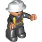 Duplo Figure with Fireman Helmet White, and Nougat Face and Hands