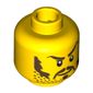 Minifig Head Knight / Officer / Pirate, Moustache Brown Long, Sideburns, Stubble, Thick Eyebrows, White Pupils Print