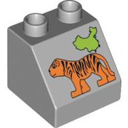 Duplo Brick 2 x 2 Slope 45, with China Map and Tiger Print