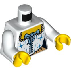 Torso Corset and Medium Blue Ribbon Print, White Arms, Yellow Hands
