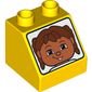 Duplo Brick 2 x 2 Slope 45° with Female Face with Brown Hair Print