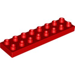 LEGO part 10044524 DUPLO PLATE 2X8X½ in Bright Red/ Red