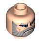 Minifig Head Count Dooku, Beard Gray with Gray Eyebrows, Downturned Mouth, Deeply Furrowed Brow