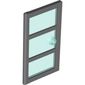 Door 1 x 4 x 6 with 3 Panes and Stud Handle with Trans-Light Blue Glass