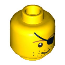 Minifig Head Pirate, Eyepatch, Brown Eyebrows, Stubble Print [Blocked Open Stud]