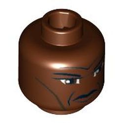 Minifig Head Mace Windu, Forehead and Cheek Lines, Furrowed Brow Print [Blocked Open Stud]