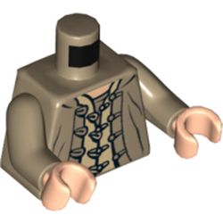 Torso Jacket and Shirt with Buttons and Loops Print, Dark Tan Arms, Light Nougat Hands