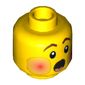 Minifig Head, Rosy Cheeks, Open Mouth, Brown Eyebrows Print [Blocked Open Stud]