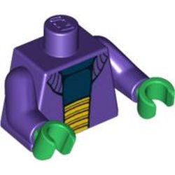 Torso Sweater over Dark Blue Shirt and Large Yellow Belt Print, Dark Purple Arms, Green Hands