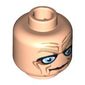 Minifig Head Palpatine (Chancellor), Blue Eyes, Deep Brown Wrinkles Print
