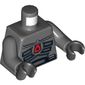 Torso Spacesuit with Red Police Badge, Belt with Pouches / Radio on Back Print, Dark Bluish Gray Arms, Black Hands