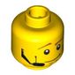 Minifig Head Agent Swipe, Male, Brown Eyebrows, White Pupils, Vertical Cheek Lines, Headset Print [Blocked Open Stud]