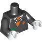 Torso Suit with Orange Tie and Cash in Pocket, Agents Villain Logo / Dollar Sign on Back Print, Black Arms, White Hands