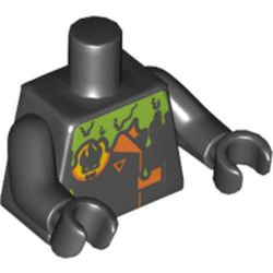 Torso Jacket with Agents Villain Logo and Orange Lapels and Buckle and Green Slime Print (Dr D. Zaster), Black Arms and Hands