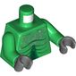 Torso Alien with Scales and Muscles Outline Print, Green Arms, Dark Bluish Gray Hands